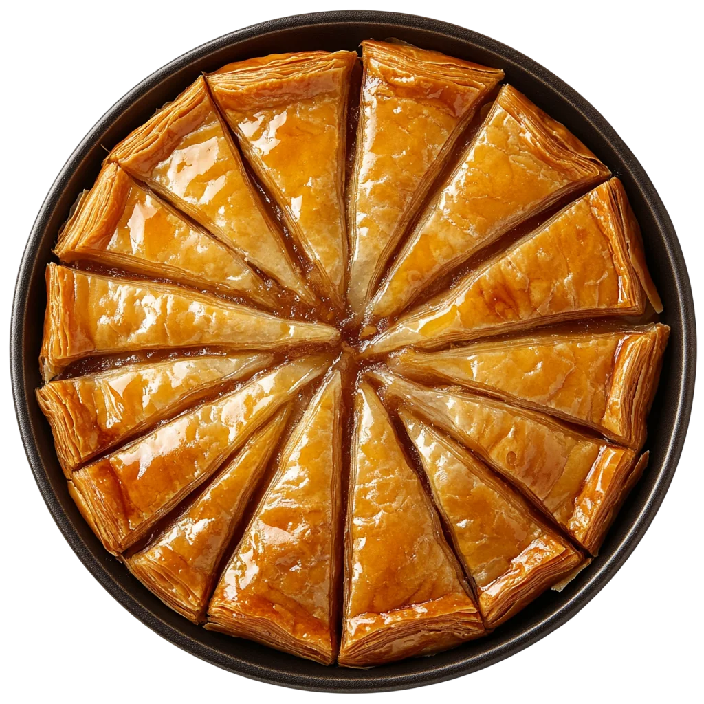 Round Baked Baklava Pastry Pie in Pan Free PNG