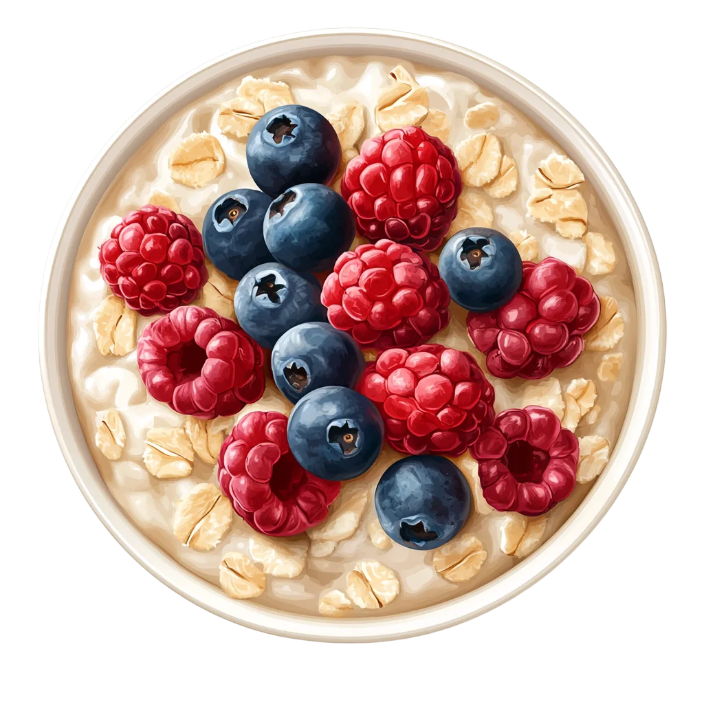 Creamy Oatmeal Bowl with Fresh Berries Free PNG