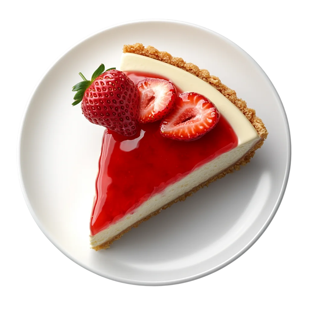 Strawberry Glazed Cheesecake Slice on Plate Free PNG