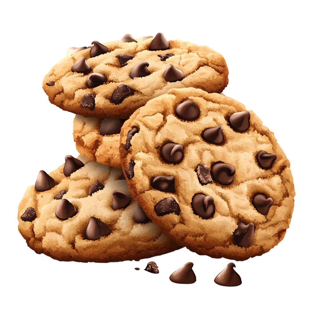 Fresh Baked Chocolate Chip Cookies Trio Free PNG