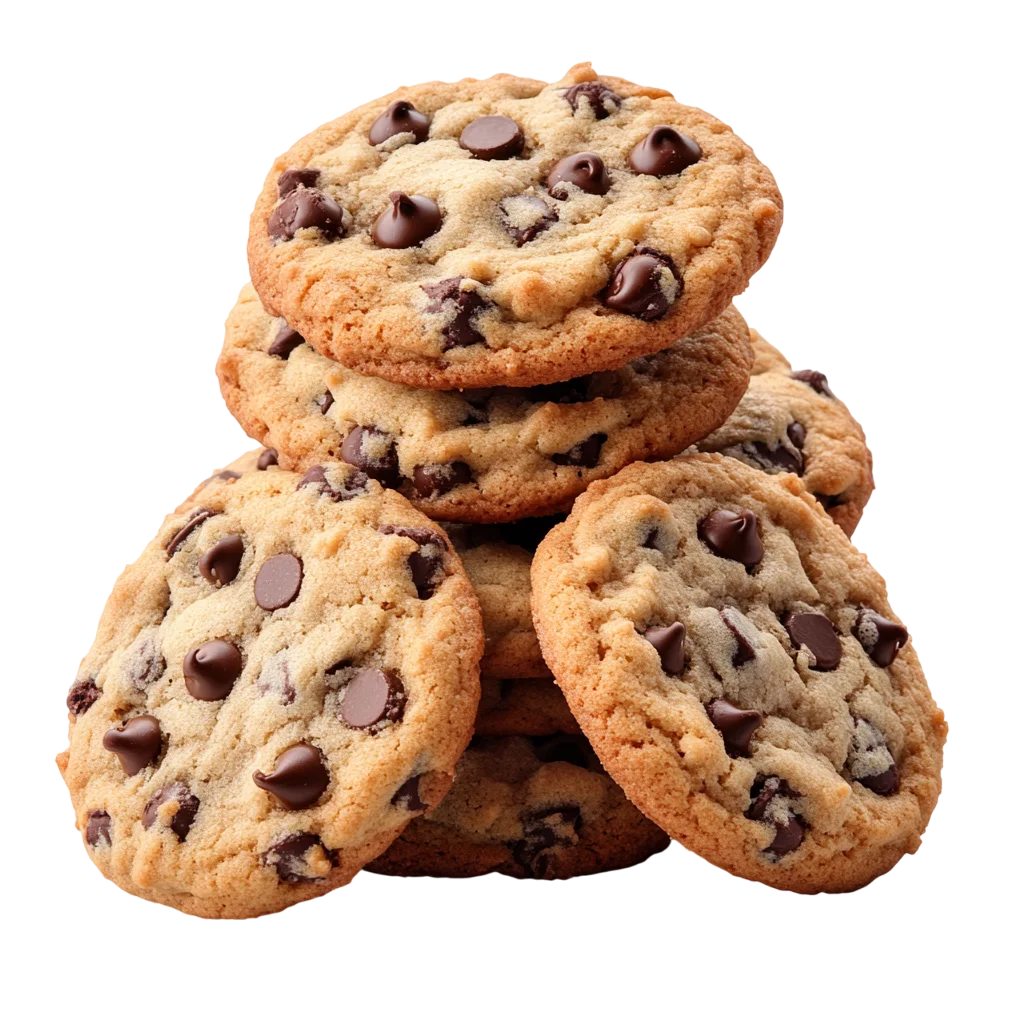 Stacked Chocolate Chip Cookies Pile Free PNG