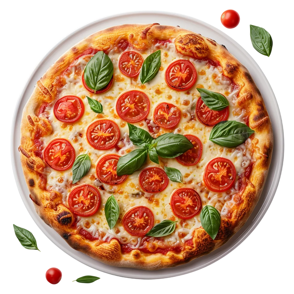 Thin Crust Tomato Basil Pizza Pie Free PNG
