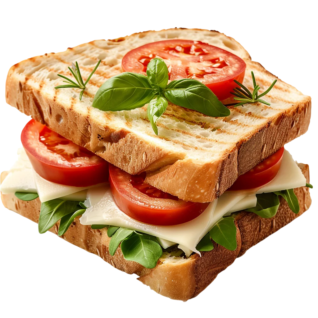 Toasted Caprese Sandwich with Tomato Free PNG