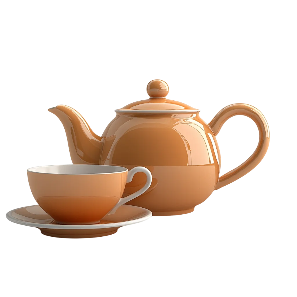 Ceramic Tea Pot and Cup Saucer Drink Set Free PNG