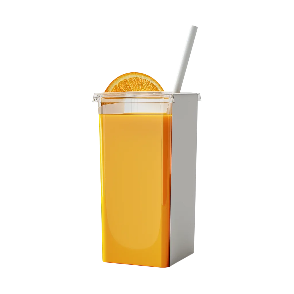 Fresh Orange Juice Drink Glass with Straw Free PNG