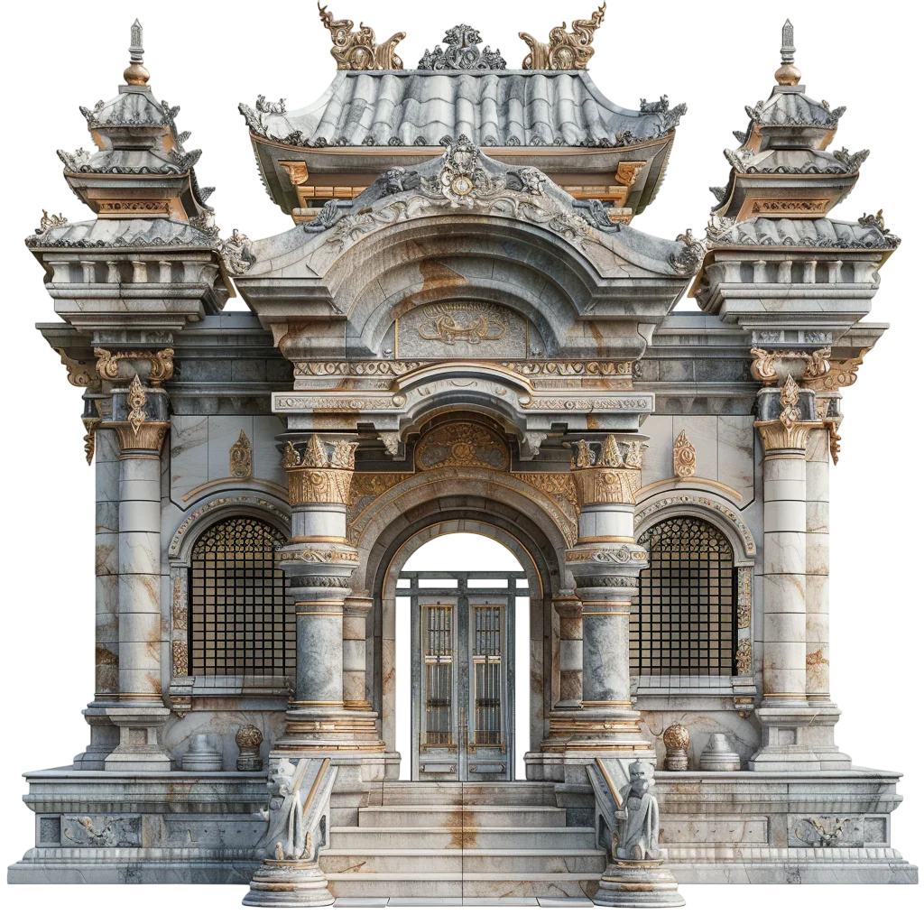 Historic Asian Stone Gateway Monument Free PNG