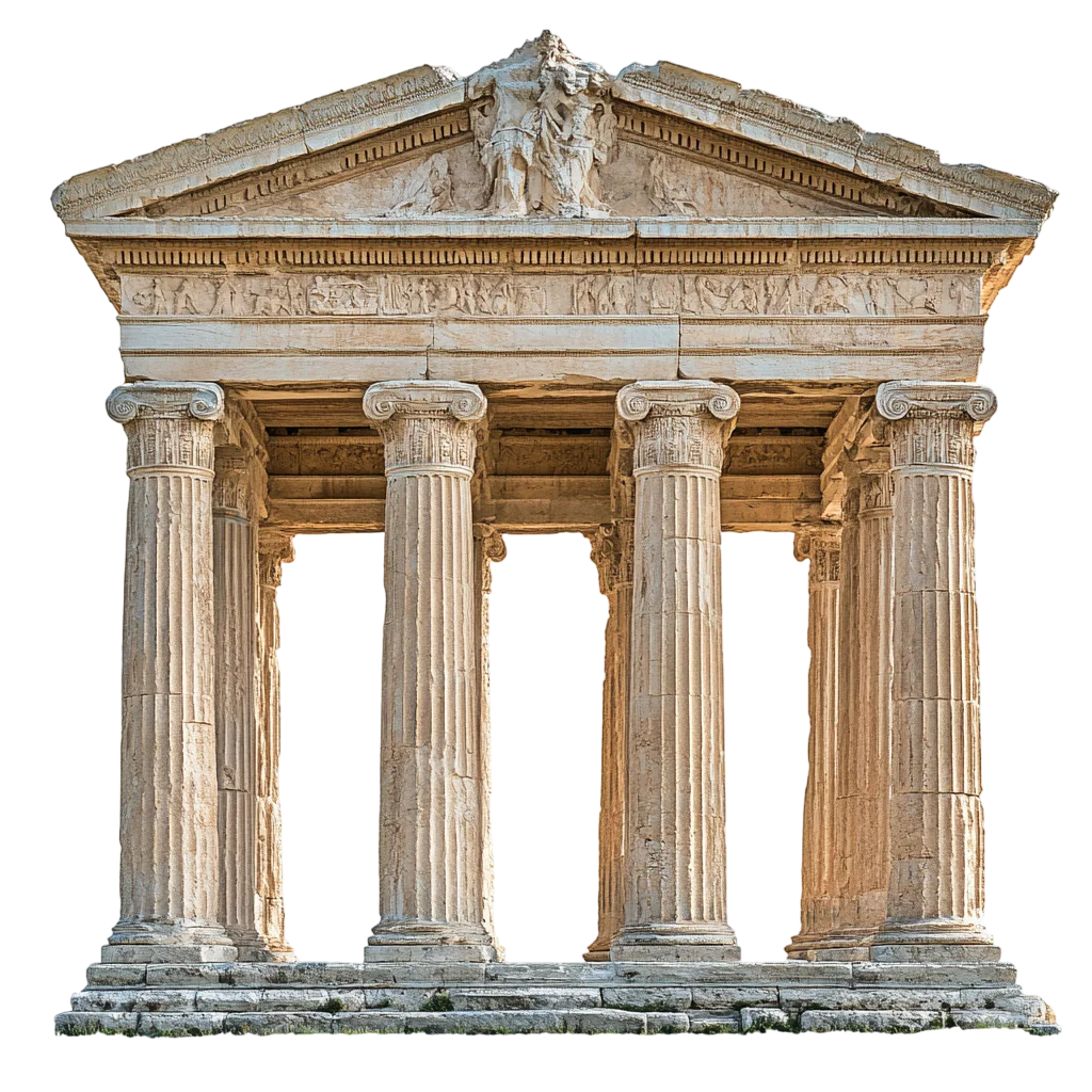 Classical Stone Temple Colonnade Facade Free PNG