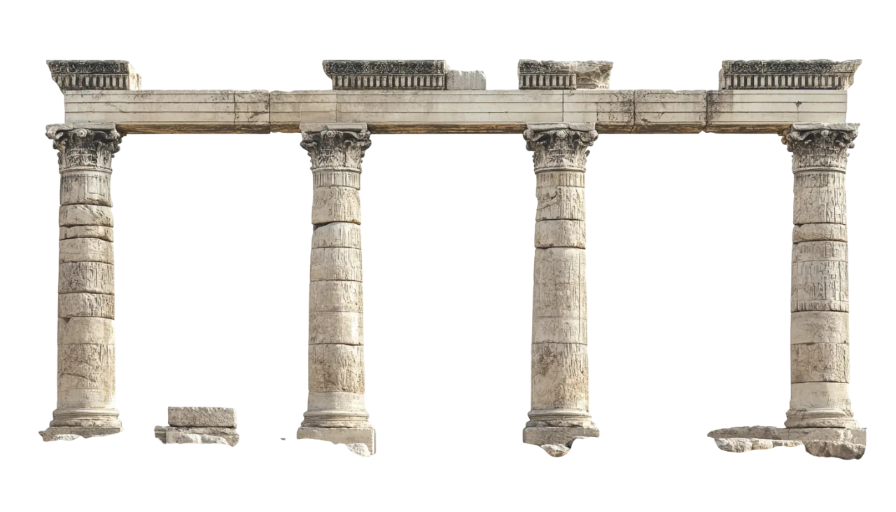 Ancient Roman Columns Stone Ruins Facade Free PNG