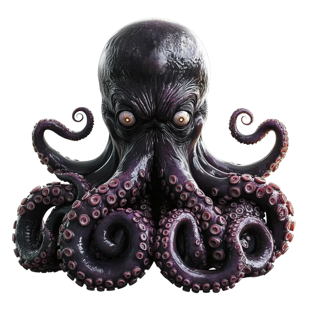 Dark Octopus Creature Ocean Wildlife Art Free PNG