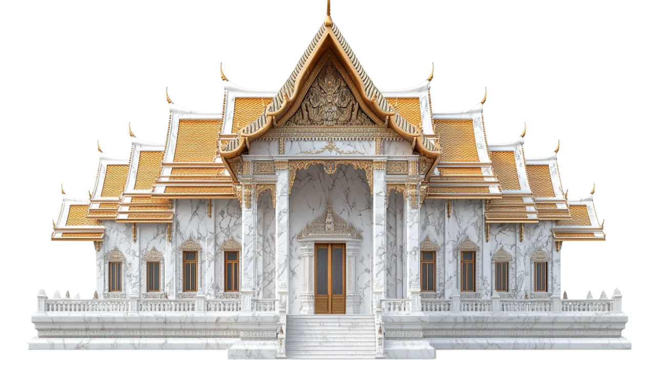Traditional Thai Buddhist Temple Facade Free PNG