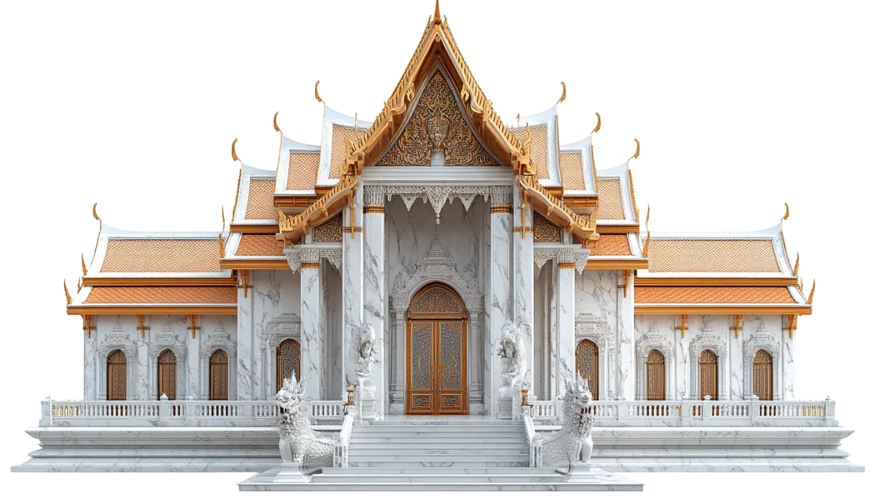 Thai Temple Architecture Marble Wat Facade Free PNG