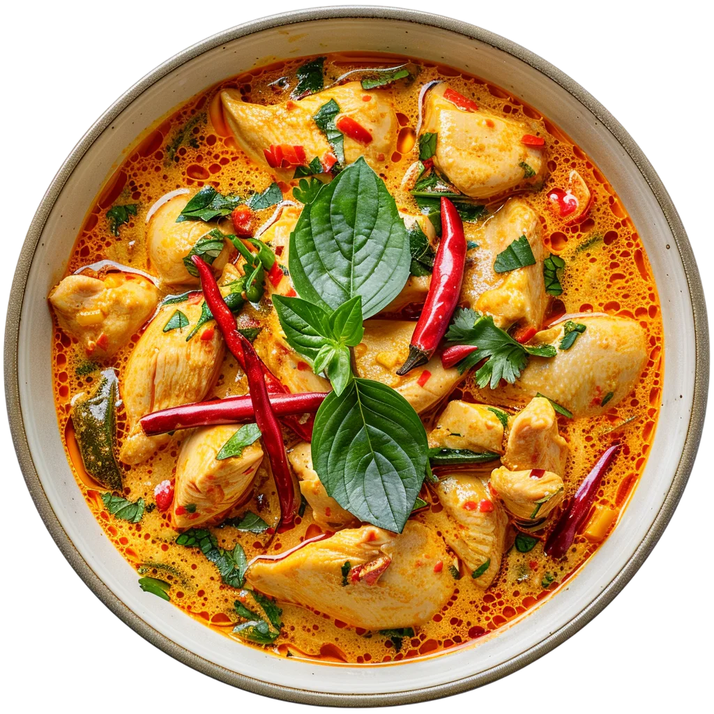 Thai Red Curry Chicken Bowl with Basil Free PNG