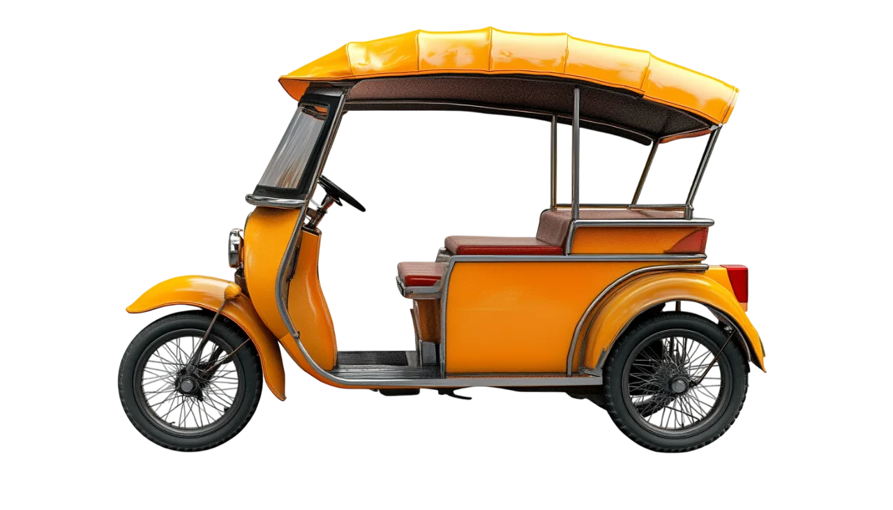 Vintage Yellow Auto Rickshaw Three Wheeler Free PNG