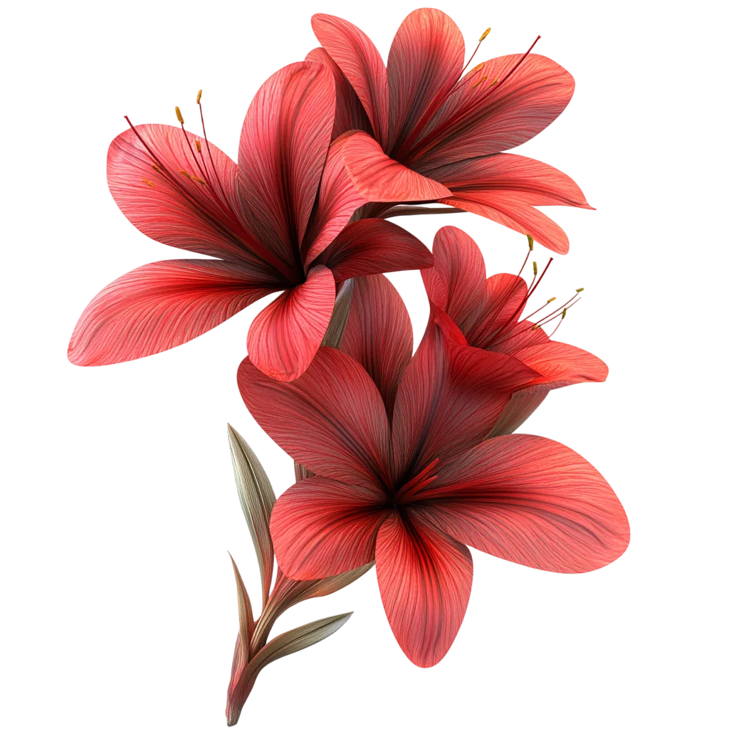 Red Lily Flowers Floral Bouquet Cluster Free PNG