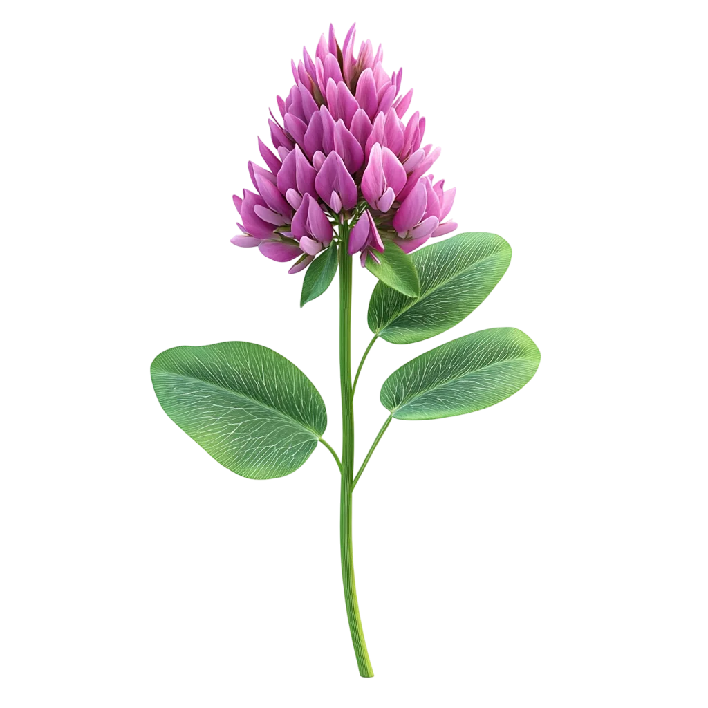 Single Red Clover Flower on Green Stem Free PNG