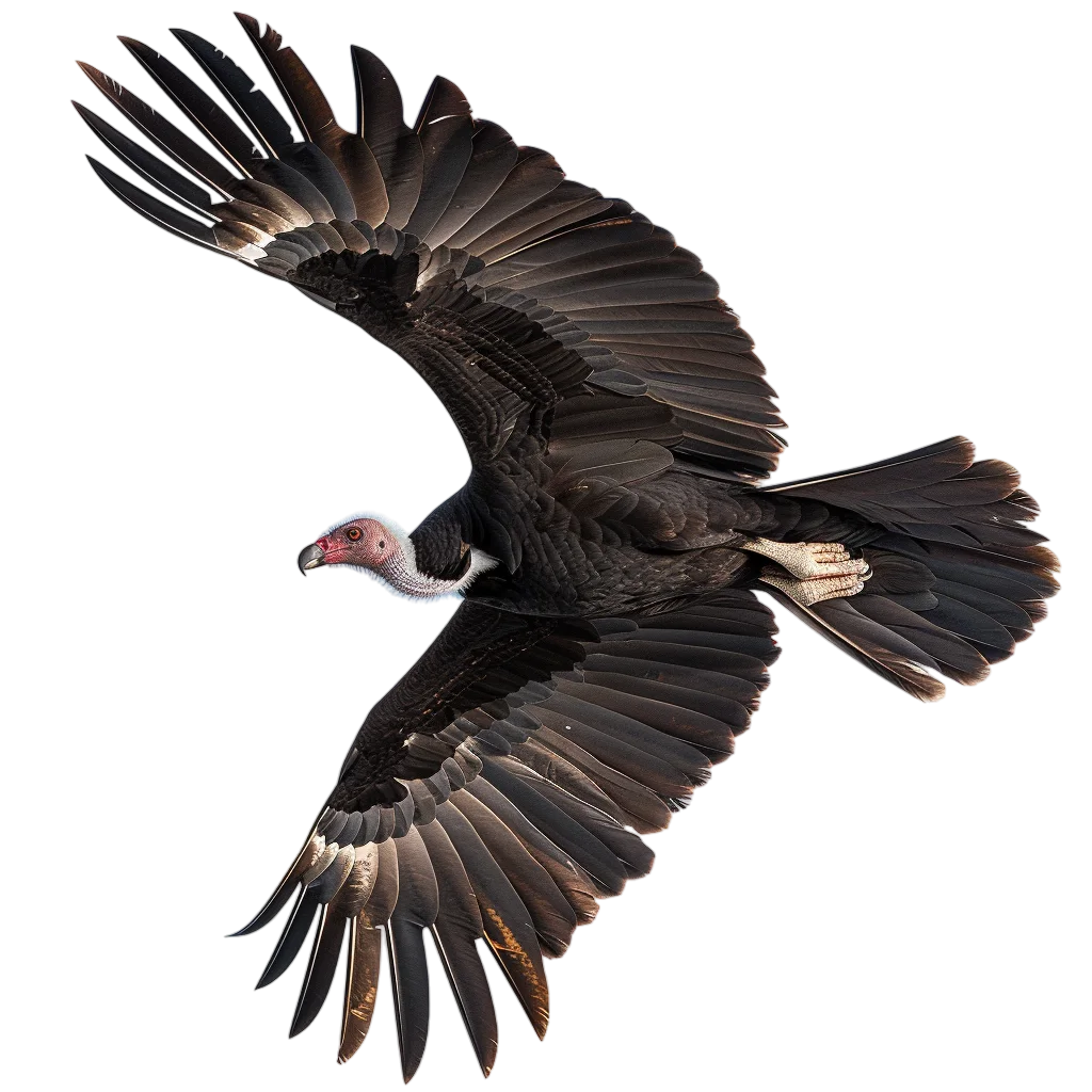 Flying Black Condor Vulture Wings Spread Free PNG