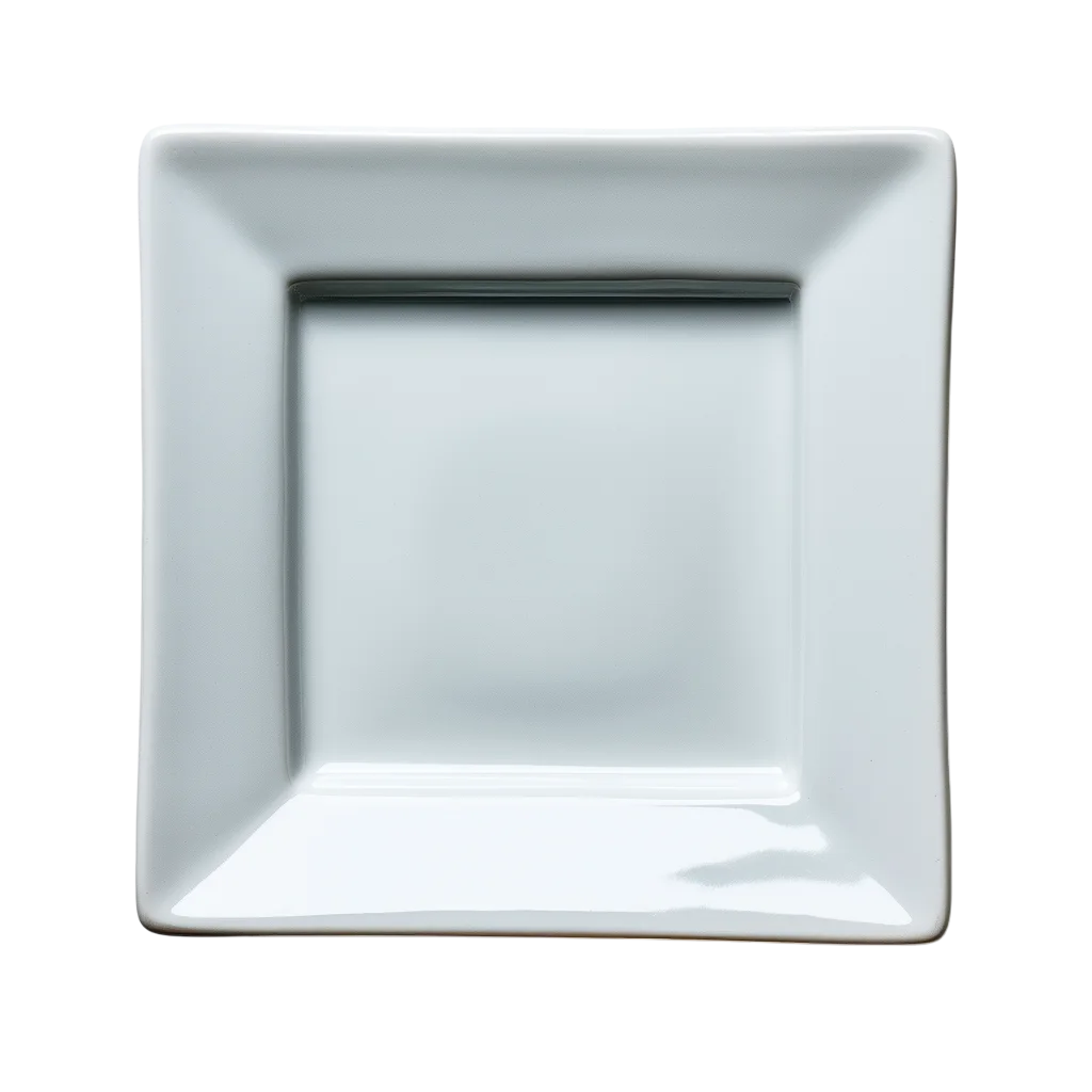 Empty Square Ceramic Dinner Plate Free PNG Cutout