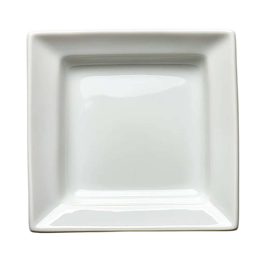 Square White Ceramic Porcelain Dinner Plate Free PNG