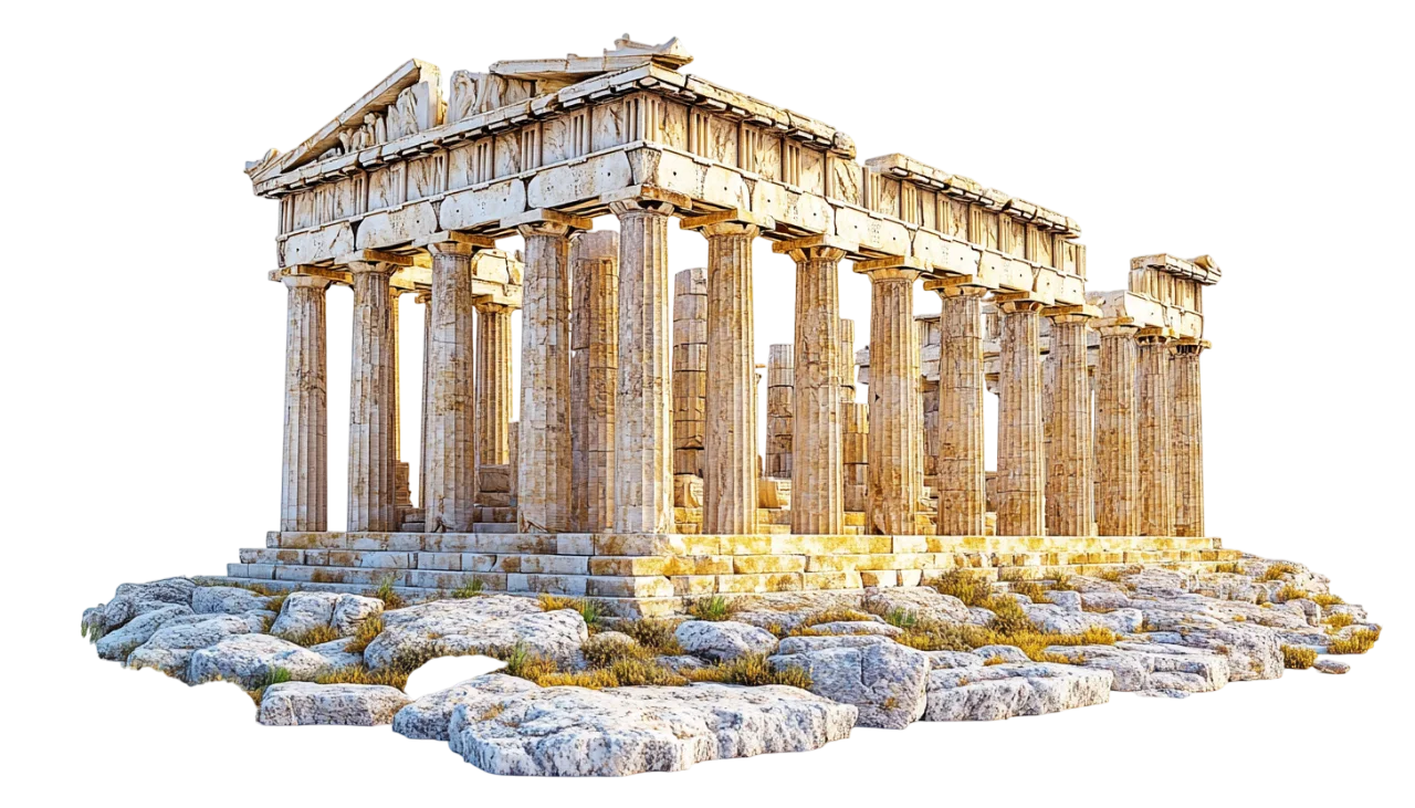 Ancient Greek Parthenon Temple Ruins Free PNG Cutout