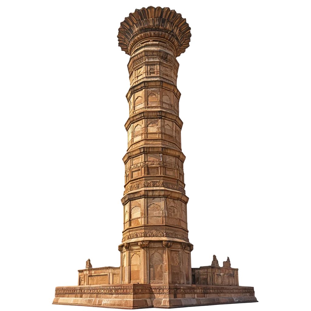 Tall Ancient Sandstone Minaret Tower Free PNG Cutout