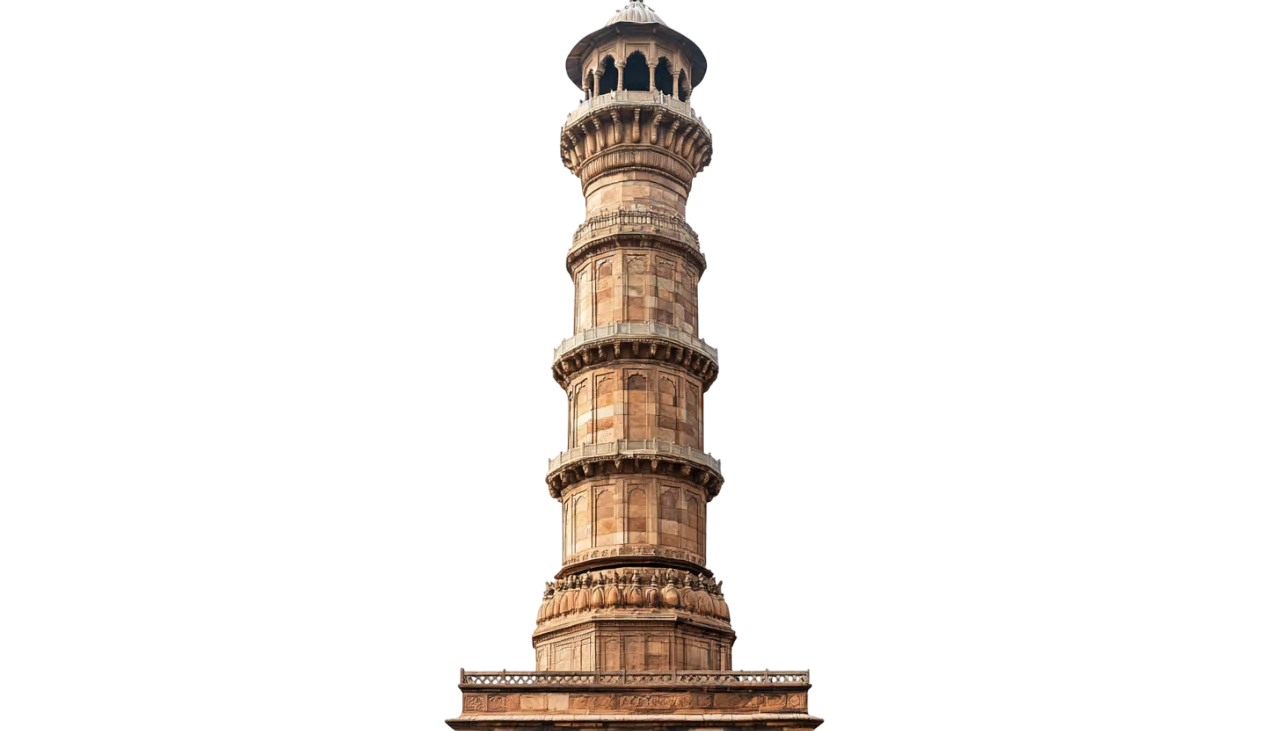 Ancient Carved Stone Tower Minaret Free PNG Cutout