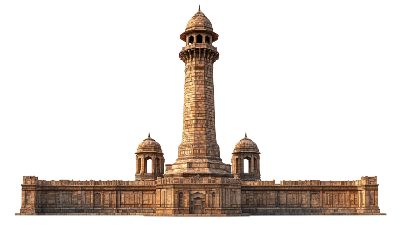 Historic Carved Stone Minaret Tower Free PNG Cutout