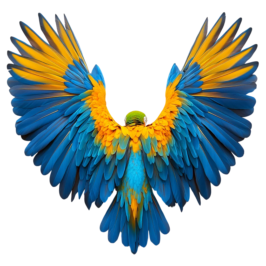 Vibrant Macaw Parrot Wings Spread Open Free PNG Cutout