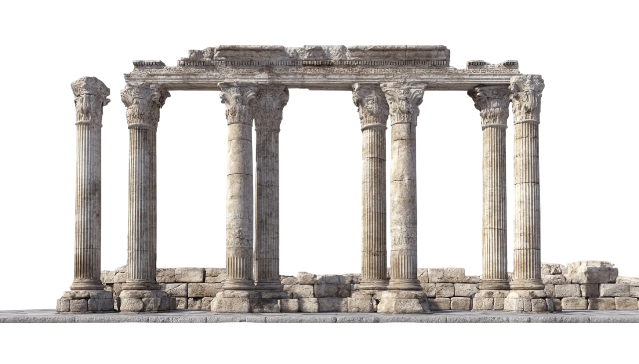 Ancient Roman Stone Pillars Colonnade Free PNG Cutout