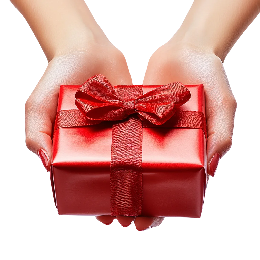 Hands Holding Small Red Gift Box Free PNG Cutout