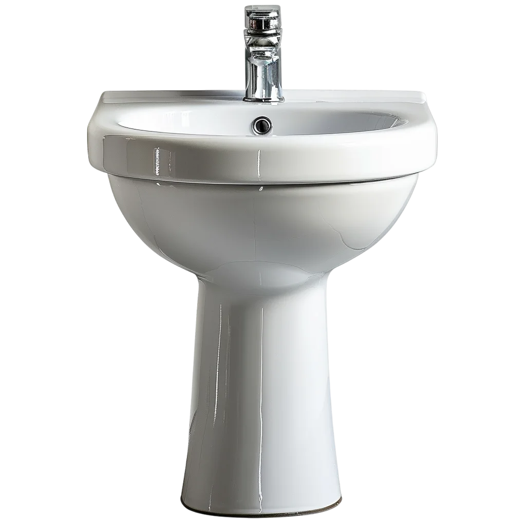 White Ceramic Pedestal Bathroom Sink Free PNG Cutout