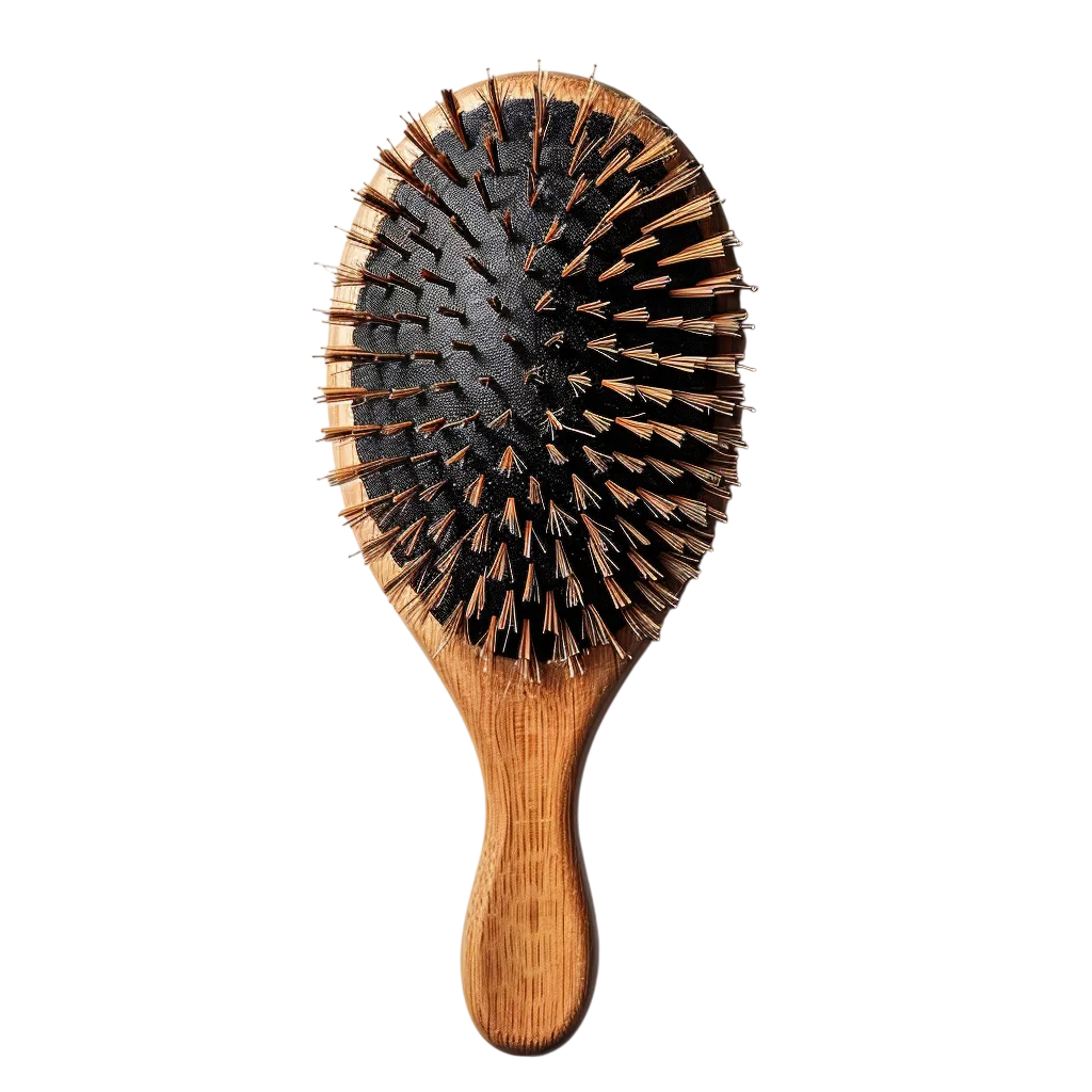 Wooden Oval Paddle Hair Brush Grooming Free PNG