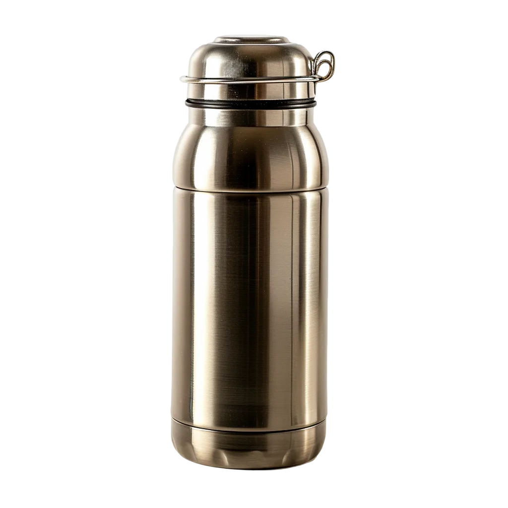Metallic Thermal Flask Travel Bottle Free PNG Cutout