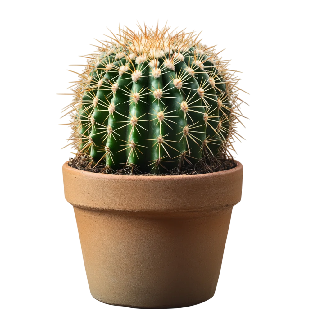 Small Round Spiky Cactus in Ceramic Pot Free PNG