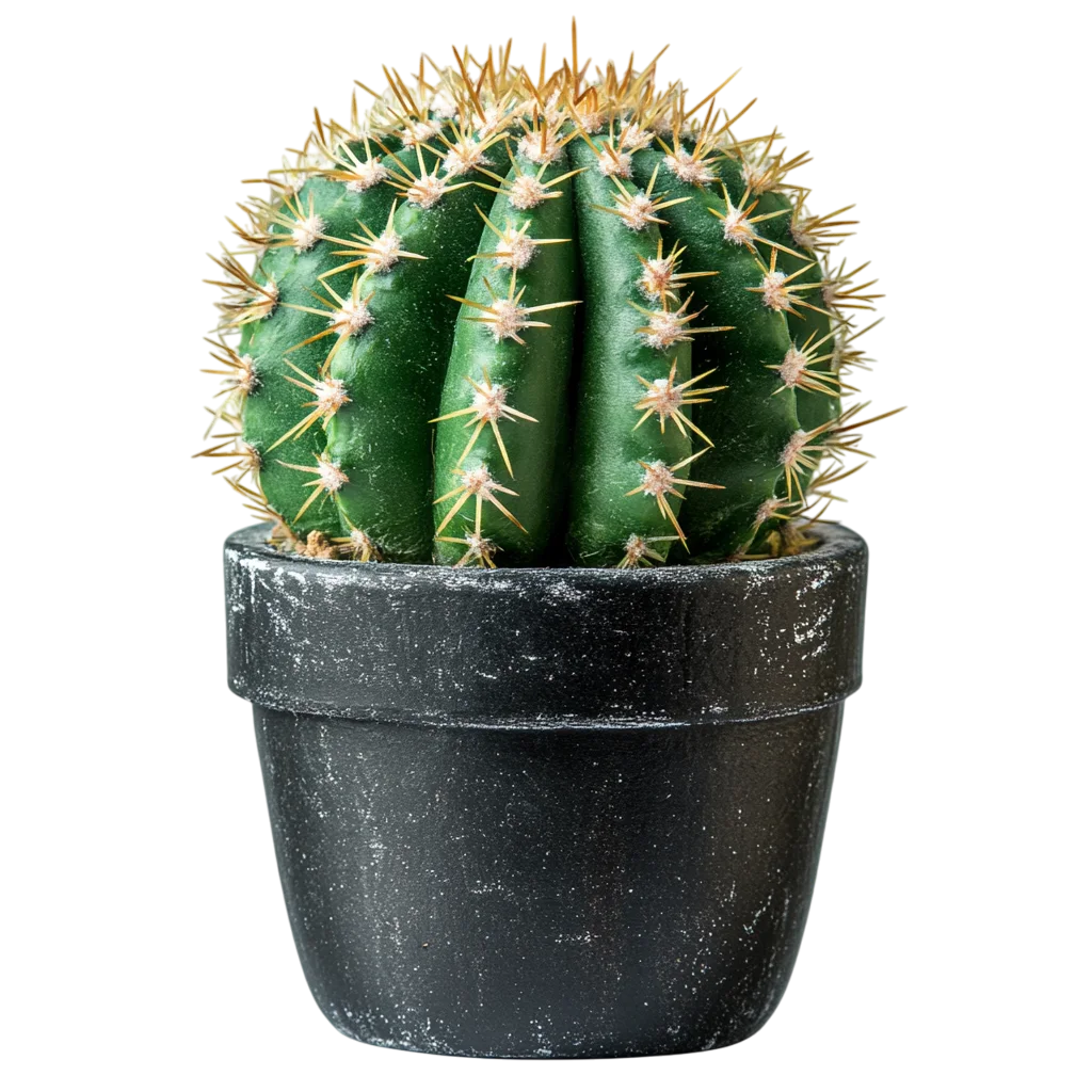 Potted Round Green Cactus Houseplant Free PNG Cutout