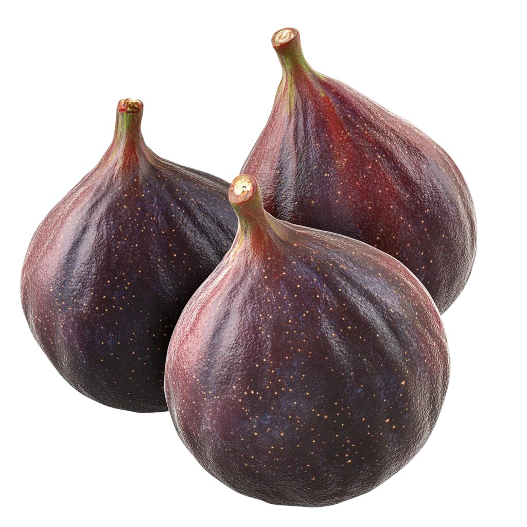 Trio of Fresh Ripe Purple Figs Fruit Free PNG