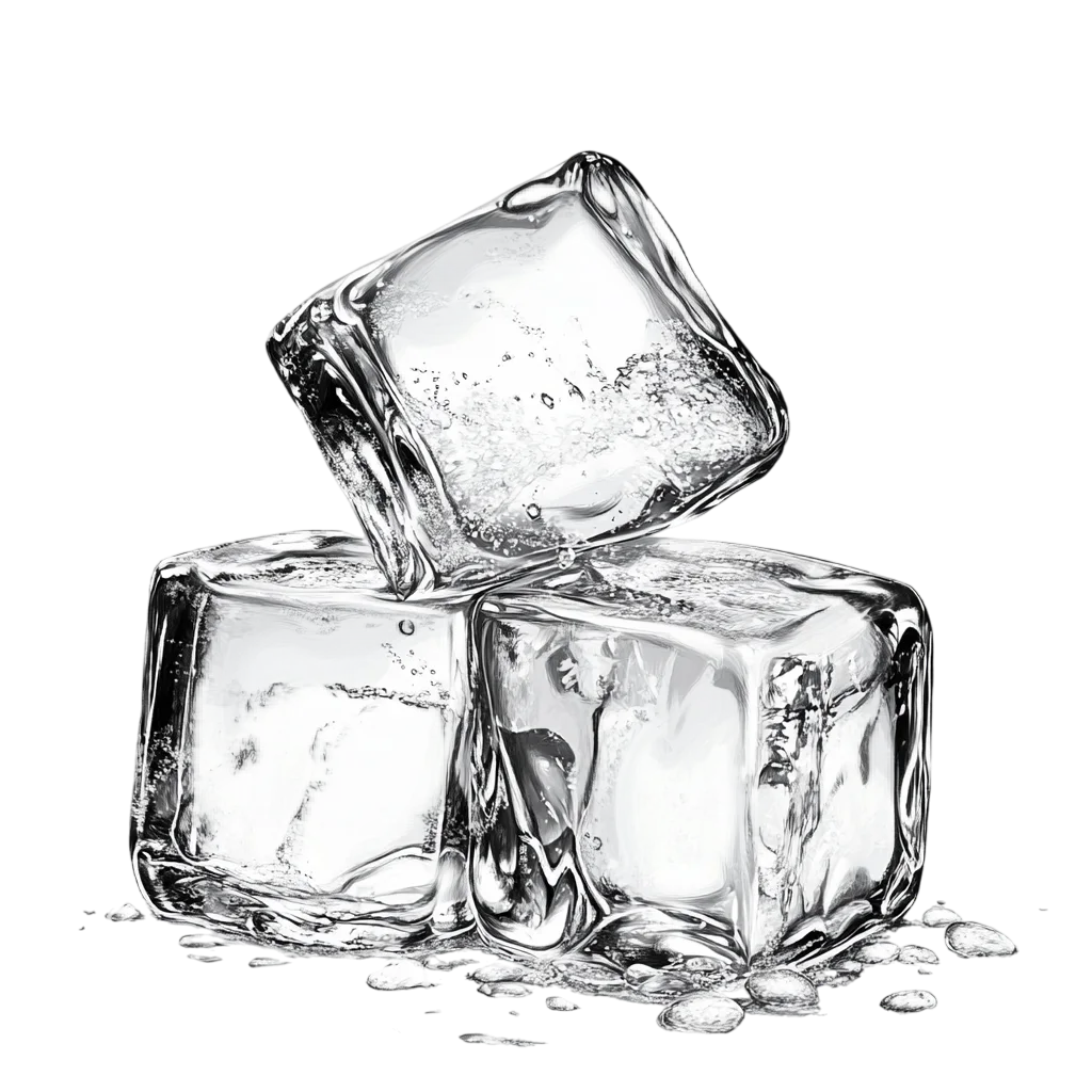 Pile of Sparkling Melting Ice Cubes Free PNG