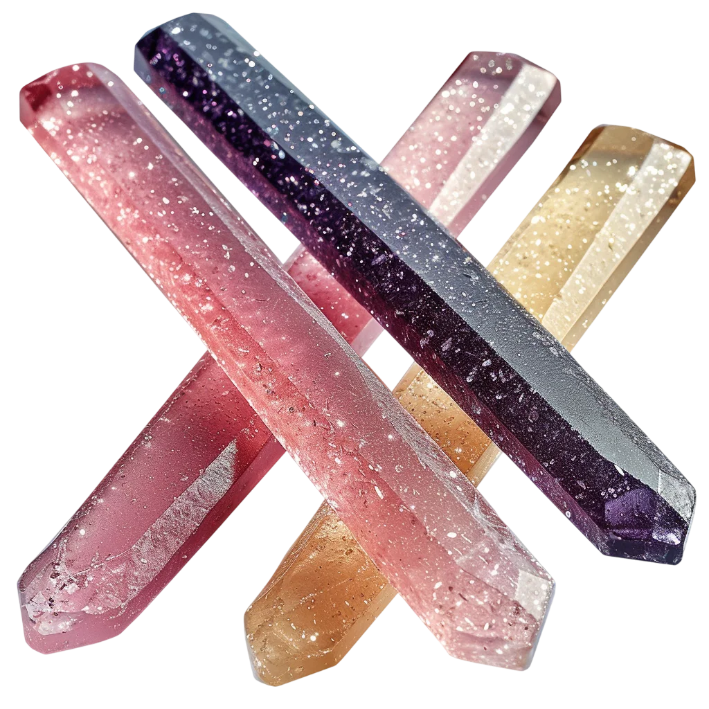 Colorful Crystal Quartz Wand Points Gemstones Free PNG