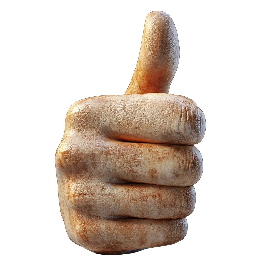 Textured 3D Hand Thumbs Up Approval Free PNG