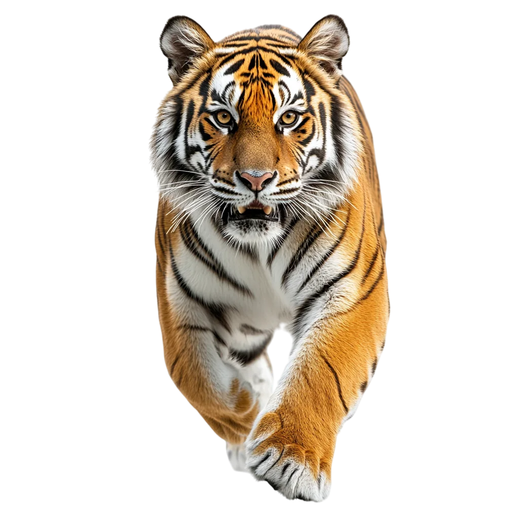 Realistic Wild Bengal Tiger Walking Free PNG Cutout