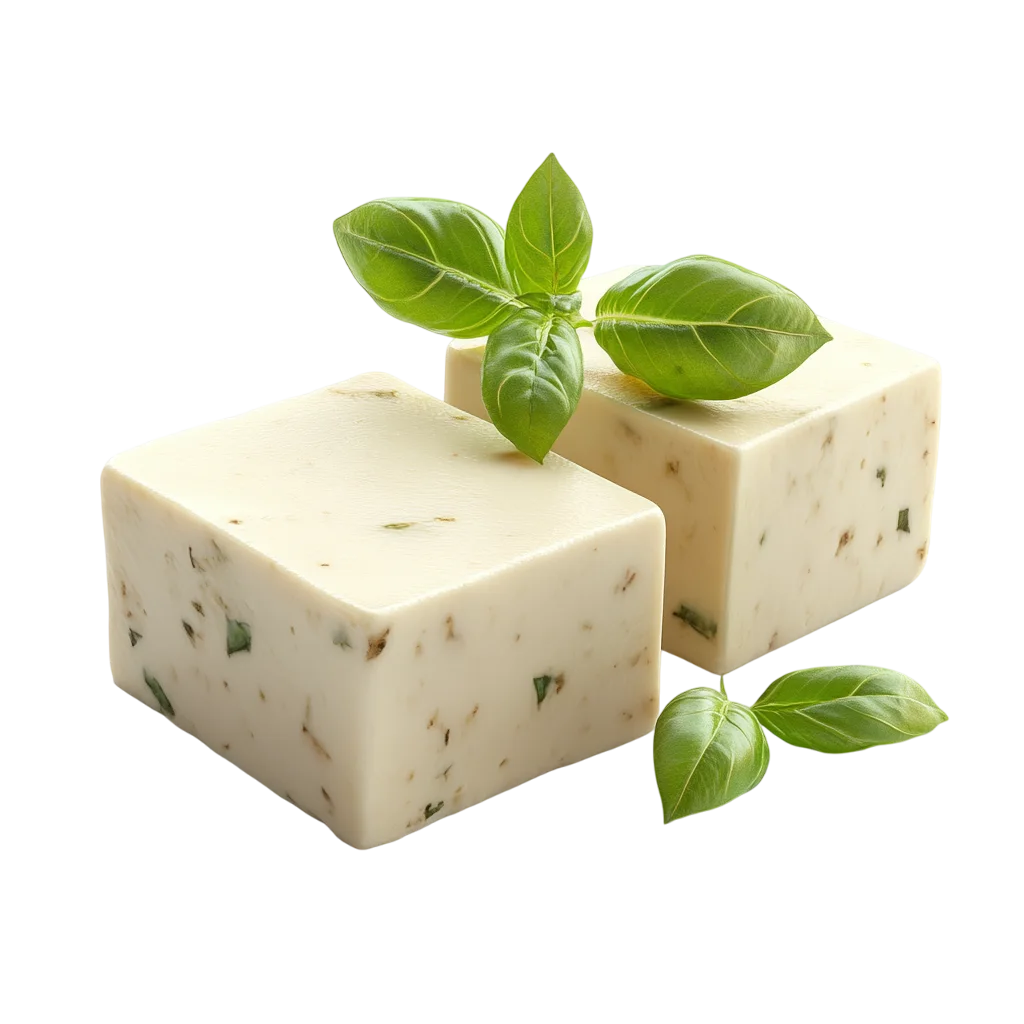 Fresh Cheese Cubes with Herb Garnish Free PNG