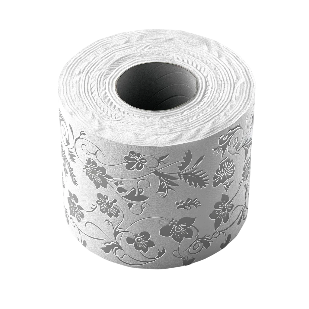 Soft Floral Patterned Toilet Paper Roll Free PNG