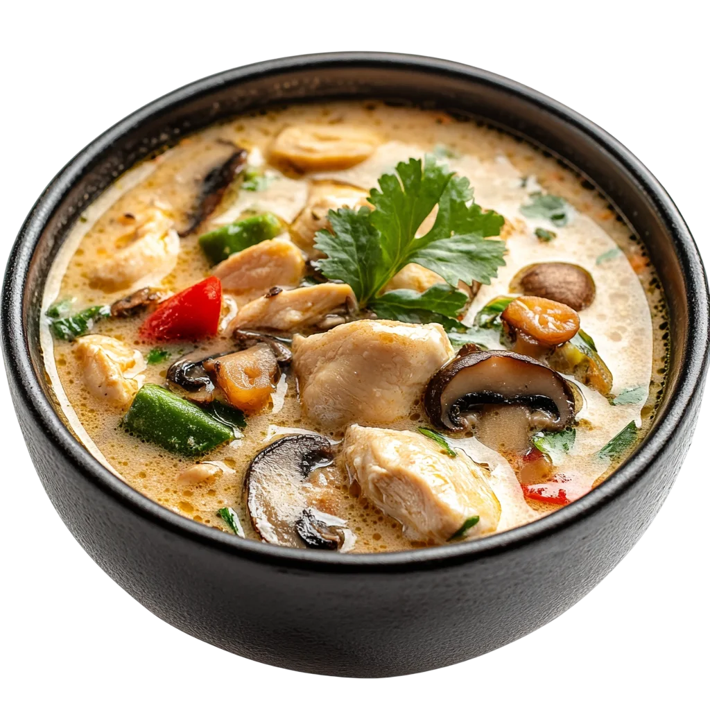 Creamy Chicken and Mushroom Soup Bowl Free PNG