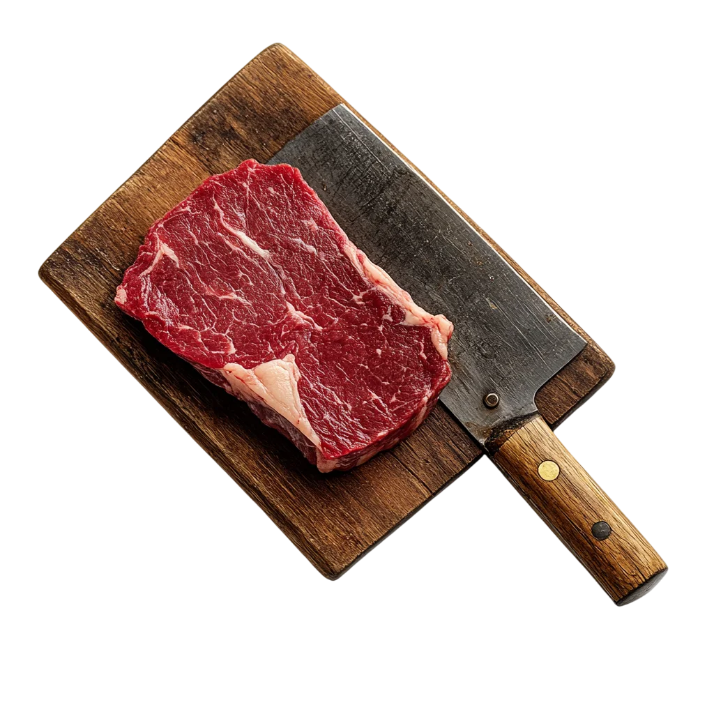 Raw Beef Steak Meat on Cutting Board Free PNG