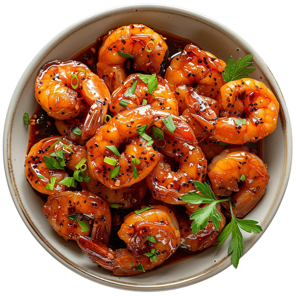Bowl of Spicy Cooked Shrimp Prawns Free PNG