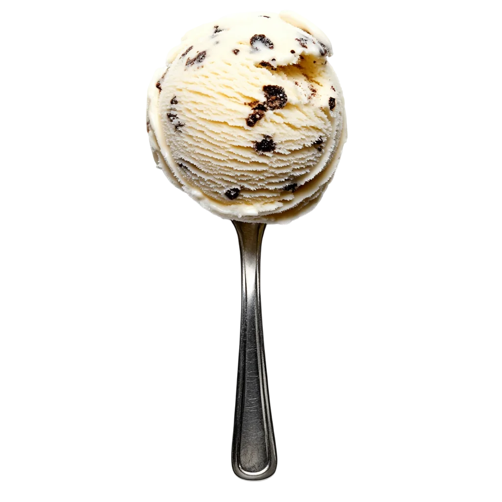 Vanilla Chocolate Chip Ice Cream on Spoon Free PNG