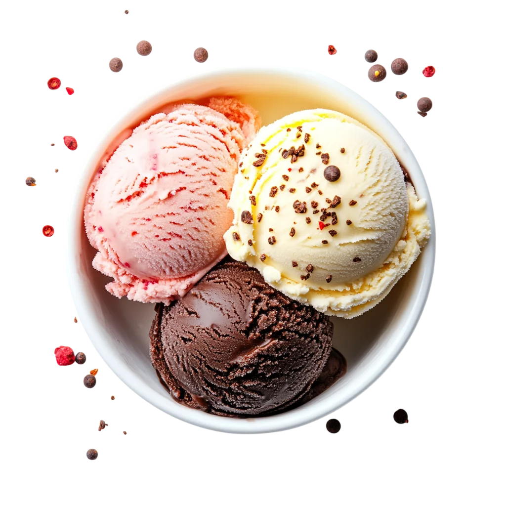 Bowl of Assorted Ice Cream Scoops Free PNG Dessert