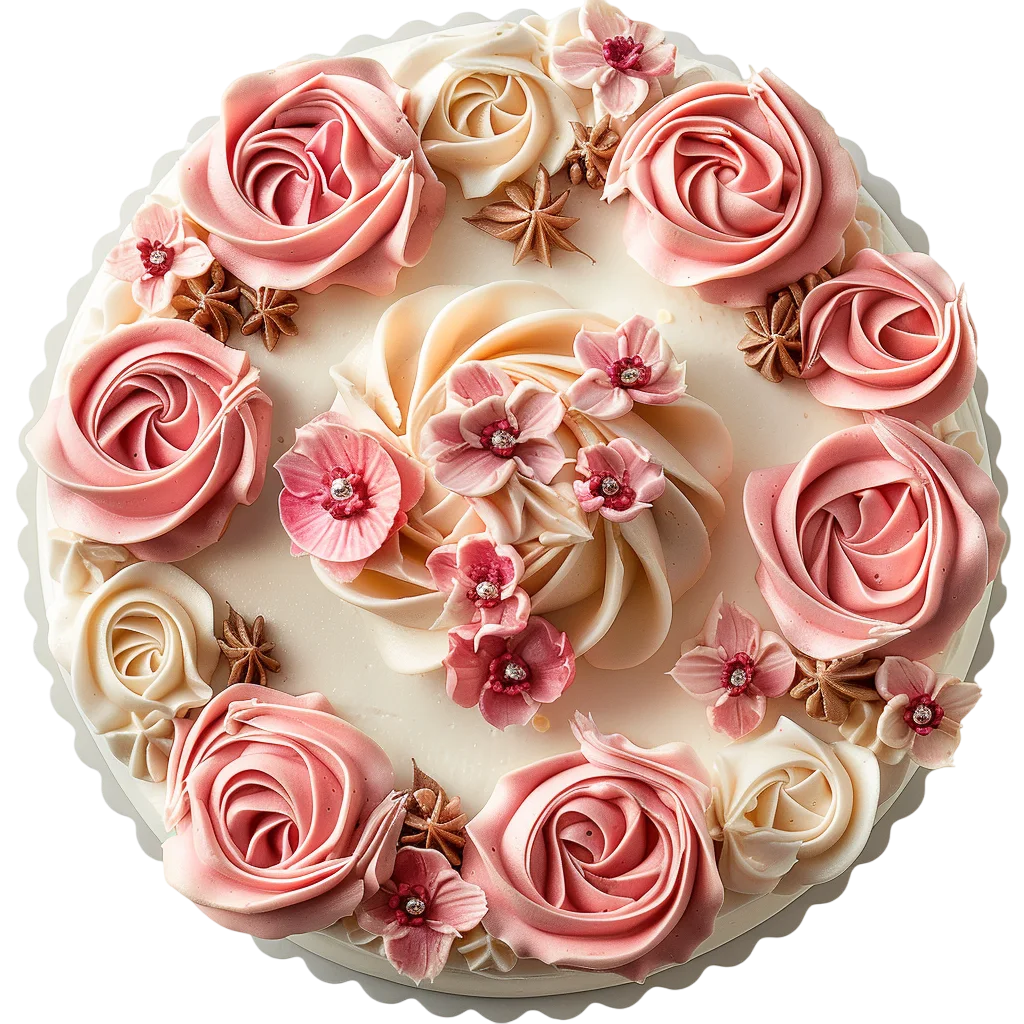 Elegant Floral Rose Buttercream Cake Free PNG