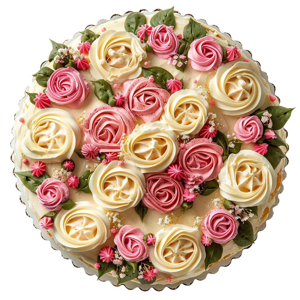 Floral Buttercream Rose Frosted Cake Free PNG