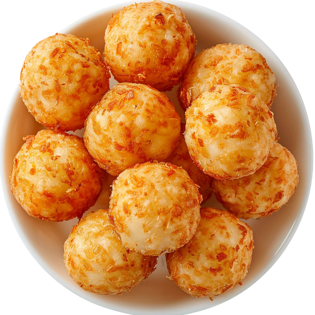Bowl of Golden Fried Snack Dough Balls Free PNG