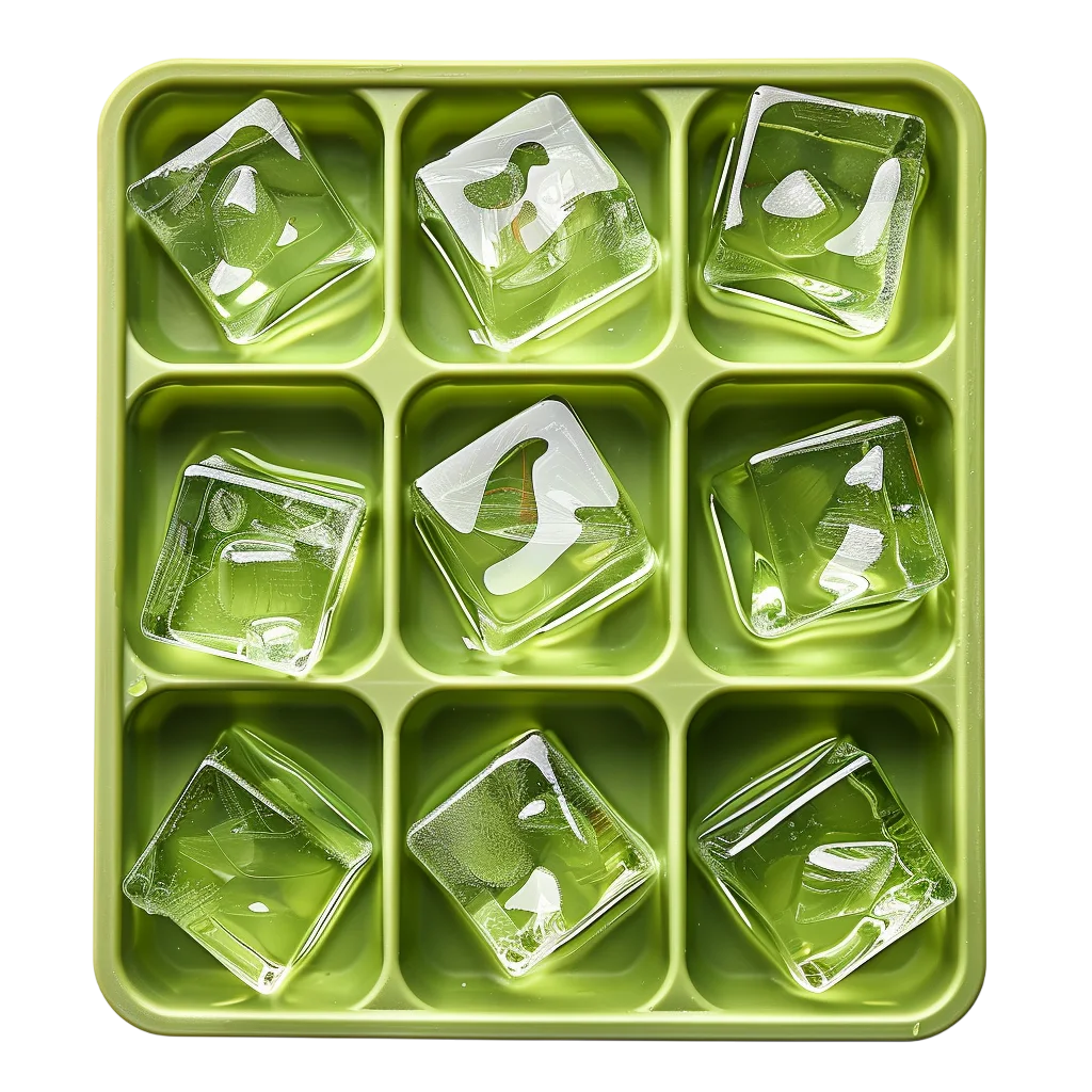 Green Ice Cube Tray with Clear Ice Cubes Free PNG
